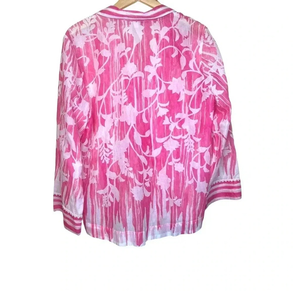 Pink and White NWT Oscar De La Renta Cover Up Lightweight Vacation Tropical Set - Picture 6 of 13